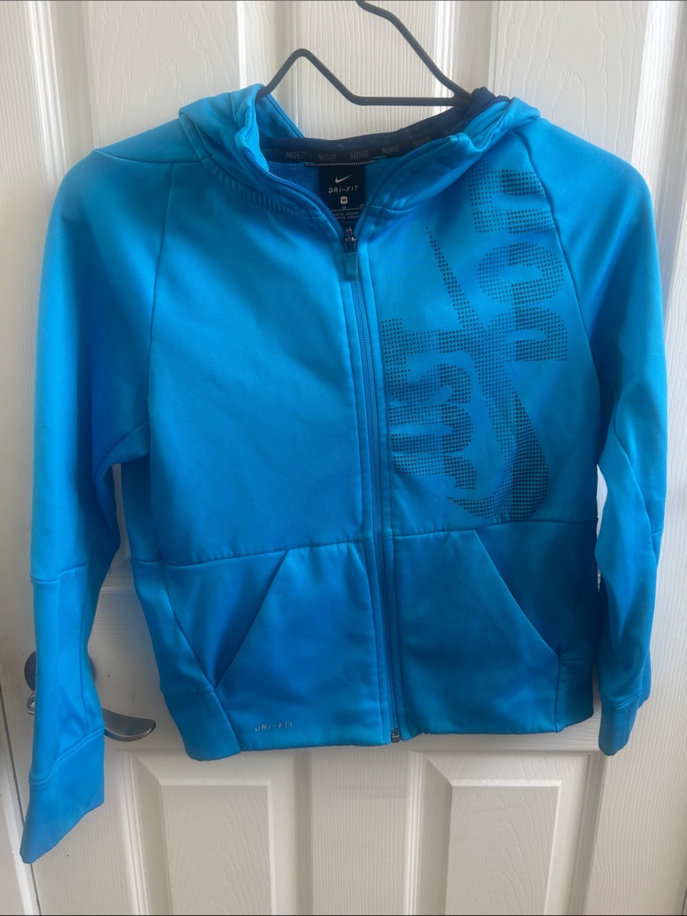 Nike Youth Medium Blue Full-Zip Dri-FIT Hoodie